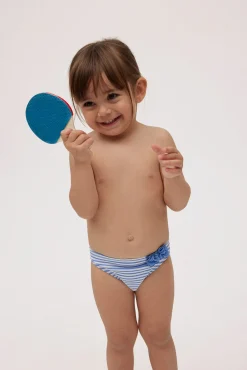 Bañador culetín bebé rayas azules con textura detalle flores<Ysabel Mora Hot