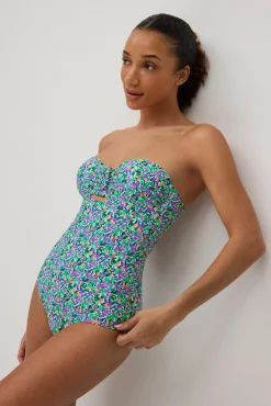 Bañador reductor bandeau estampado<Ysabel Mora New