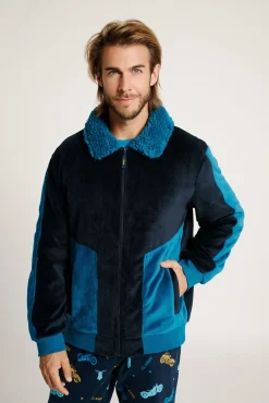 Bata corta hombre detalles borreguito azul | MUYDEMI<Ysabel Mora