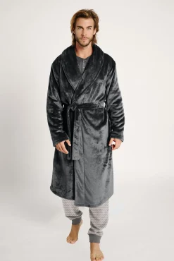 Bata larga hombre cinturón gris | MUYDEMI<Ysabel Mora Best