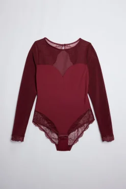 Body lencero manga larga espalda abierta granate<Ysabel Mora