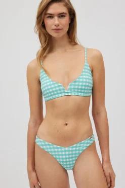Braga bikini brasileña vichy con textura azul<Ysabel Mora Online