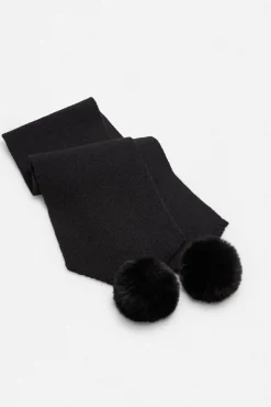 Bufanda con pompones negra<Ysabel Mora Sale