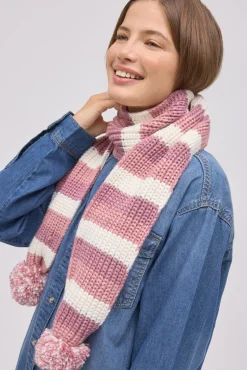 Bufanda de punto con pompones rayas<Ysabel Mora Online