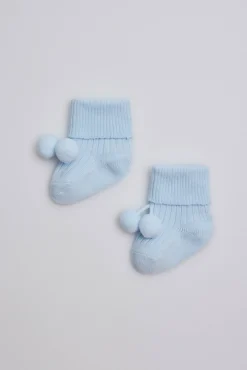 Calcetines canalé con borlas recién nacido<Ysabel Mora New