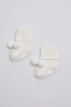 Calcetines canalé con borlas recién nacido<Ysabel Mora Sale