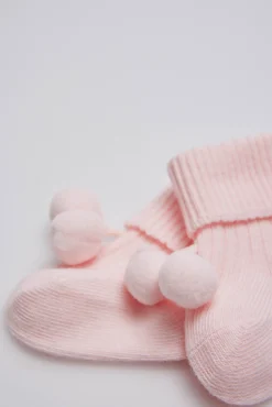 Calcetines canalé con borlas recién nacido<Ysabel Mora Best
