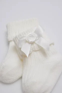 Calcetines canalé con lazo recién nacido<Ysabel Mora Clearance