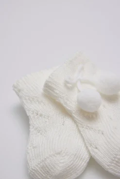 Calcetines perlé con borlas recién nacido<Ysabel Mora Hot