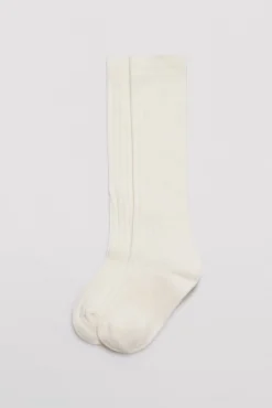 Calcetín infantil largo canalé marfil<Ysabel Mora Clearance