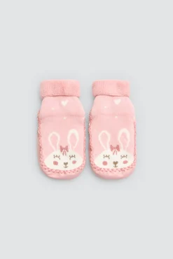 Calcetín zapatilla bebé térmico con suela antideslizante rosa<Ysabel Mora