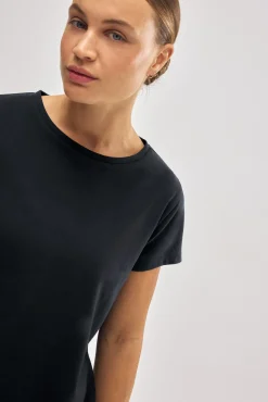 Camiseta algodón básica estilo deportivo negro<Ysabel Mora Best