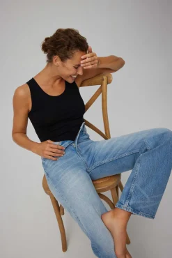 Camiseta interior tirante ancho algodón negro<Ysabel Mora Online