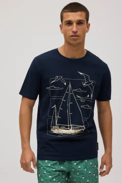 Camiseta manga corta estampada barco<Ysabel Mora Clearance