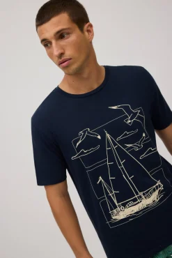 Camiseta manga corta estampada barco<Ysabel Mora Clearance