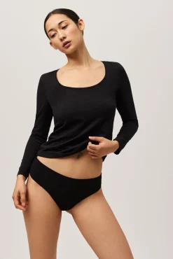 Camiseta manga larga algodón orgánico negra<Ysabel Mora Discount