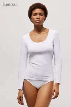 Camiseta manga larga algodón orgánico blanca<Ysabel Mora Clearance