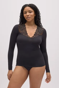 Camiseta manga larga elástica con encaje<Ysabel Mora Sale