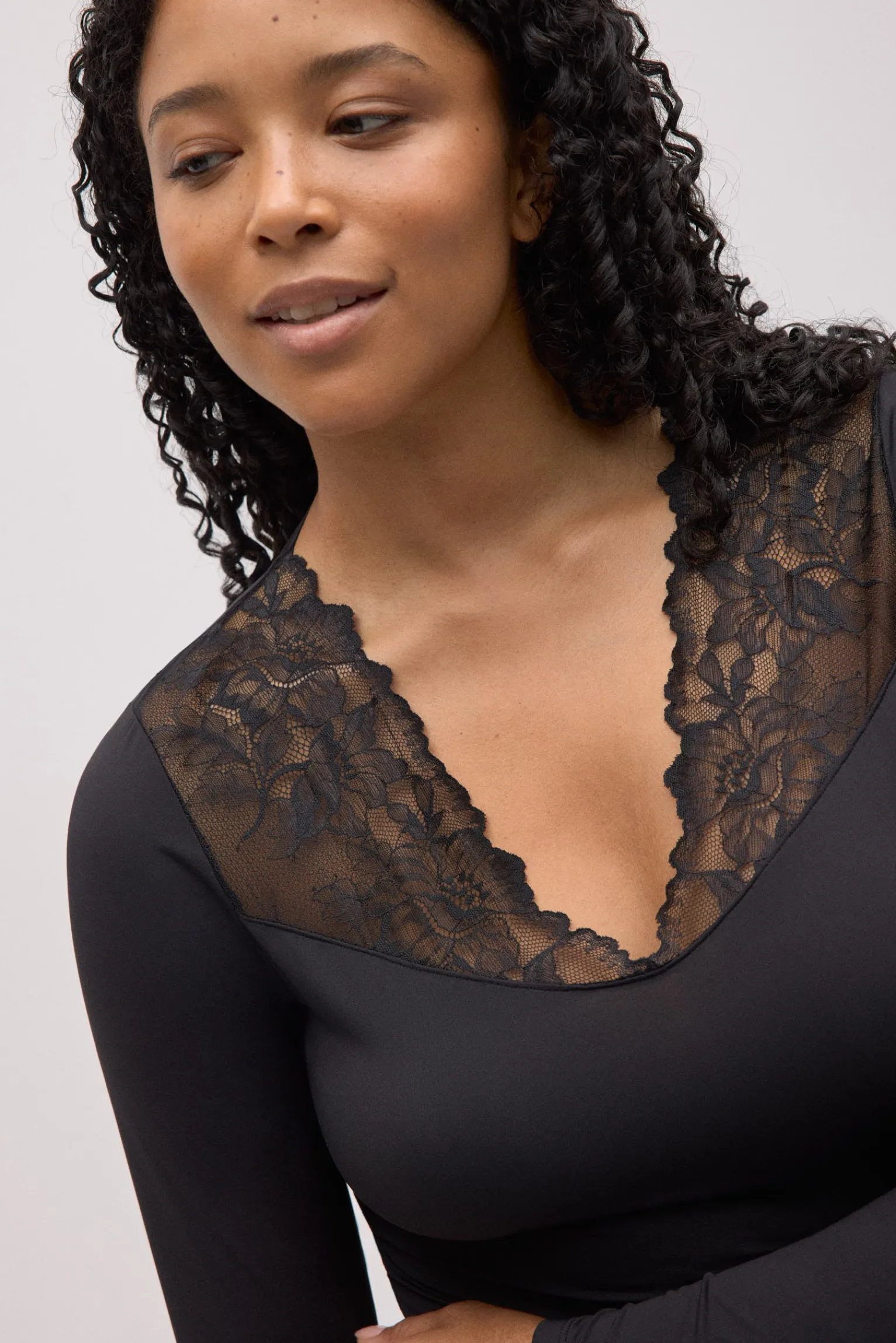 Camiseta manga larga elástica con encaje<Ysabel Mora Sale