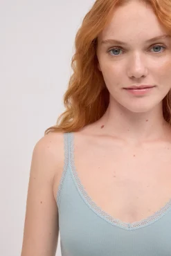 Camiseta tirantes algodón verde<Ysabel Mora Sale