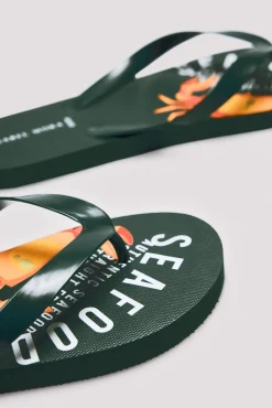 Chanclas verde caqui estampado seafood<Ysabel Mora Clearance