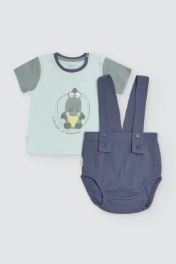 Conjunto bebé camiseta manga corta algodón y culetín con tirantes Crocodino<Ysabel Mora Clearance