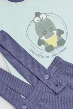 Conjunto bebé camiseta manga corta algodón y culetín con tirantes Crocodino<Ysabel Mora Clearance