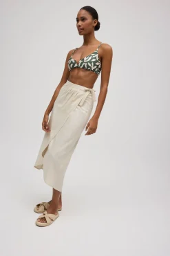 Falda anudado con lino<Ysabel Mora Outlet