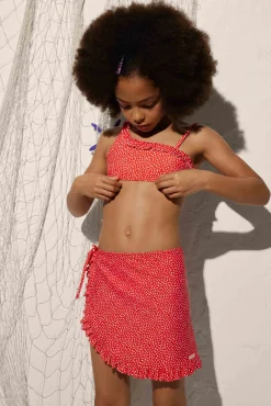 Falda pareo playa niña estampado dots con volantes<Ysabel Mora New