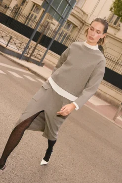 Jersey cálido estructura cuello redondo<Ysabel Mora Outlet