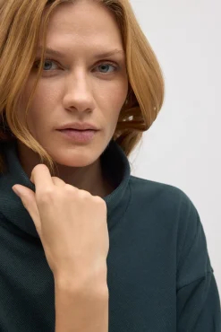 Jersey maxi con abertura cálido verde botella<Ysabel Mora New