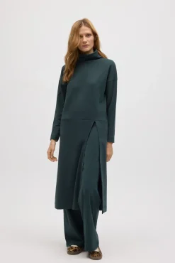 Jersey maxi con abertura cálido verde botella<Ysabel Mora New
