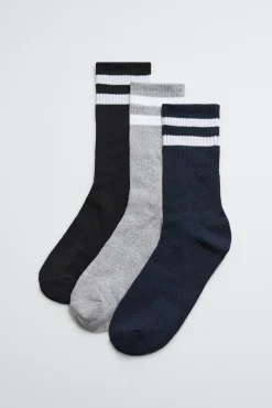 Pack 3 calcetines deportivos puño a rayas tonos oscuros<Ysabel Mora New