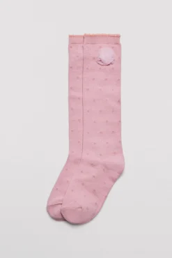 Pack 3 calcetines largos de niña punteados detalle de flor<Ysabel Mora Clearance