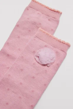 Pack 3 calcetines largos de niña punteados detalle de flor<Ysabel Mora Clearance