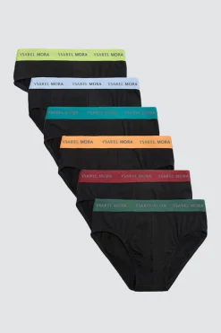 Pack 6 slips básicos negros con banda de color<Ysabel Mora Clearance