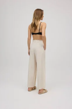 Pantalón ancho abertura con lino<Ysabel Mora New