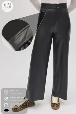 Pantalón efecto piel wide negro<Ysabel Mora Clearance