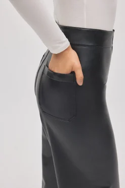 Pantalón efecto piel wide negro<Ysabel Mora Clearance
