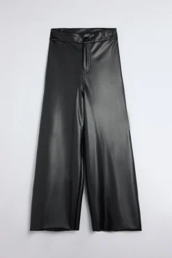 Pantalón efecto piel wide negro<Ysabel Mora Clearance