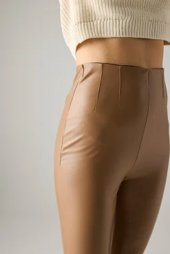 Pantalones térmicos efecto piel camel<Ysabel Mora