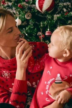 Pelele bebé afelpado estampado Navidad<Ysabel Mora Clearance