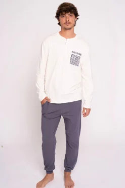 Pijama hombre largo algodón detalle bolsillo | MUYDEMI<Ysabel Mora Discount