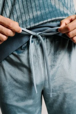 Pijama hombre terciopelo canalé azul | MUYDEMI<Ysabel Mora