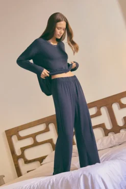 Pijama largo extra suave de modal pantalón ancho<Ysabel Mora Outlet