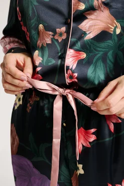 Pijama mujer camisero satinado estampado floral | MUYDEMI<Ysabel Mora Best