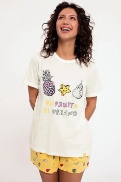 Pijama mujer corto algodón estampado Fruits | MUYDEMI<Ysabel Mora Sale