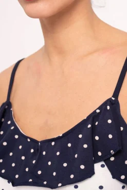 Pijama mujer corto algodón volantes estampado lunares | MUYDEMI<Ysabel Mora Online