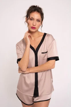 Pijama mujer corto camisa abotonada satén rosa | MUYDEMI<Ysabel Mora Clearance