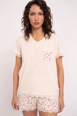 Pijama mujer corto detalles puntilla estampado | MUYDEMI<Ysabel Mora Online
